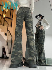 Lunivop Women’s American Retro Hiphop Camouflage Pants Spring Autumn Street Style Contrasting