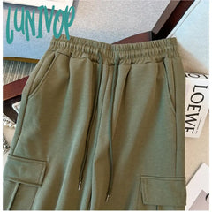 Lunivop Women’s Elastic Waist Drawstring Casual Pants Street Sports Style Female Loose Straight