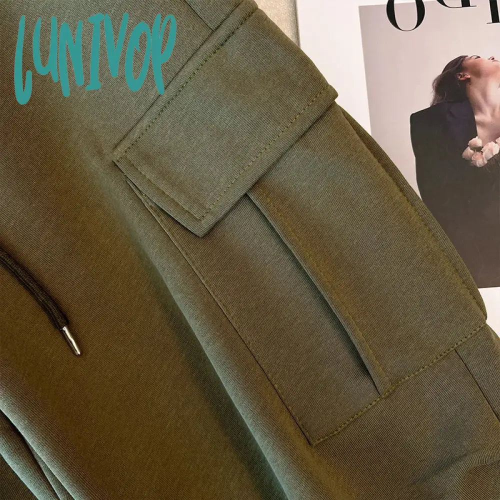 Lunivop Women’s Elastic Waist Drawstring Casual Pants Street Sports Style Female Loose Straight