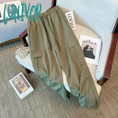 Lunivop Women’s Elastic Waist Drawstring Casual Pants Street Sports Style Female Loose Straight