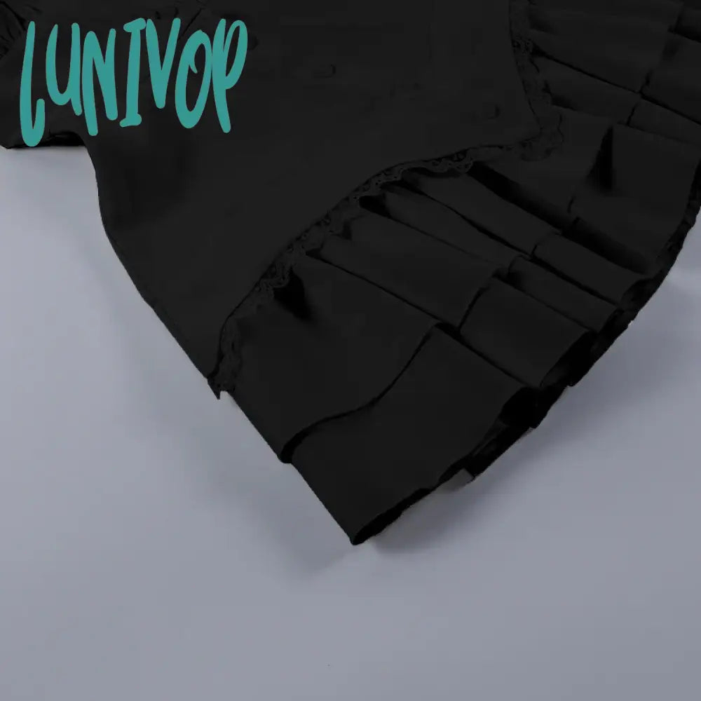 Lunivop Women’s Elegant Directional Design Dress 2024 Summer Solid Color Strappy Shrinking