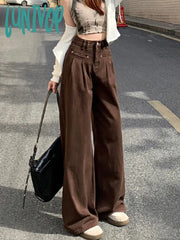 women’s fall fashion 2024 Creamy-white Jeans Women's Spring and Autumn 2024 New High Waist Slimming Narrow Wide Leg Pants Loose Straight Mop Pants