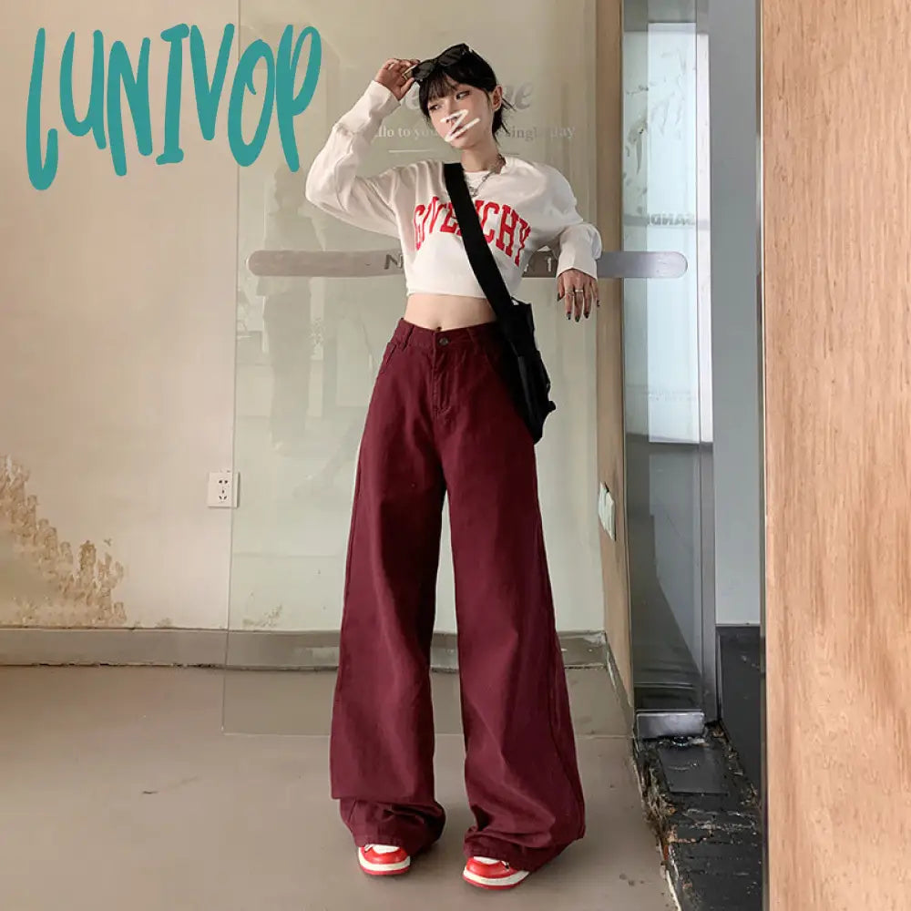 women’s fall fashion 2024 Retro Black and Gray High Waist Wide Leg Jeans Women's New American High Street Loose Draping Mop Straight Pants Fashion
