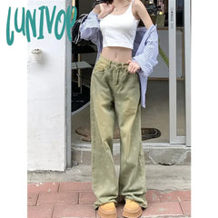 Lunivop Womens Jeans High Waist Vintage Straight Y2K 2024 Summer Classic Denim Pants Streetwear