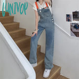 Lunivop Women’s Vintage Blue Denim Rompers Strap Pants Spring Autumn New Chic Fashion Casual