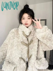 Lunivop Y2K Aesthetic All Match Korean Fluffy Women’s Top Thicken Warm Vintage Casual Jacket