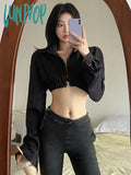 Lunivop Y2K Aesthetic Backless Solid Sexy Crop Top Fashion Women Harajuku Streetwear Coats Korean