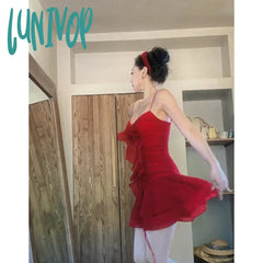 Lunivop Y2K Camisole Backless Mini Dress Woman Beach Elegant Short Party Casual Vintage One Piece