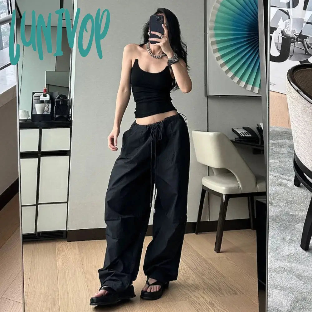 Lunivop Y2K Cargo Pants Women High Street Drawstring Oversize Sweatpants Casual Vintage Baggy Wide