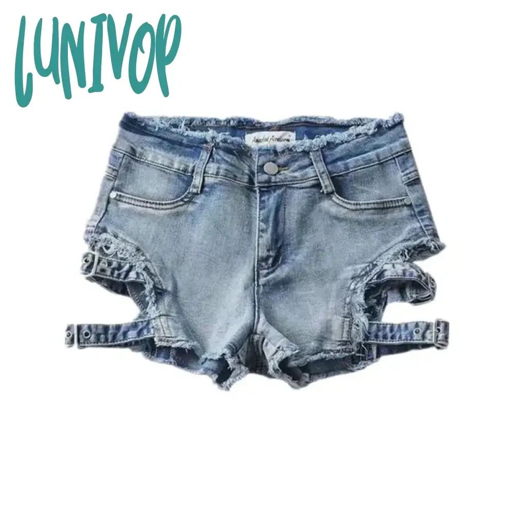 Lunivop Y2K Denim Shorts Women Sexy Hollow Out Short Jeans Streetwear Korean Fashion High Waist