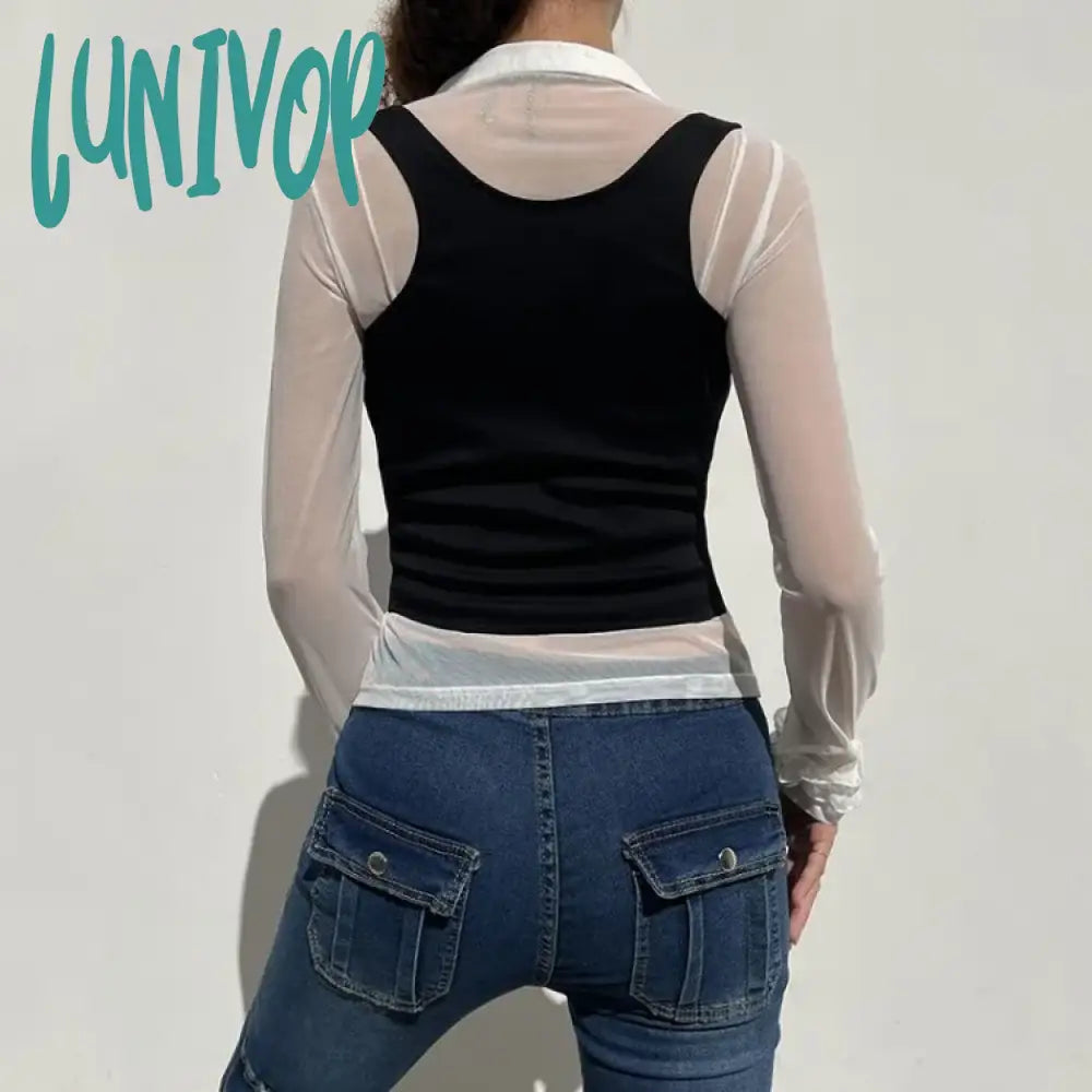 Lunivop Y2K E-Girl Waistband Single Breasted Vest Cot Women Vintage All-Match Black Tank Top 2024