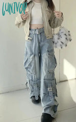 Lunivop Y2K Multi-Pocket High Street Cargo Pants Women American Vintage Hip-Hop Casual Baggy