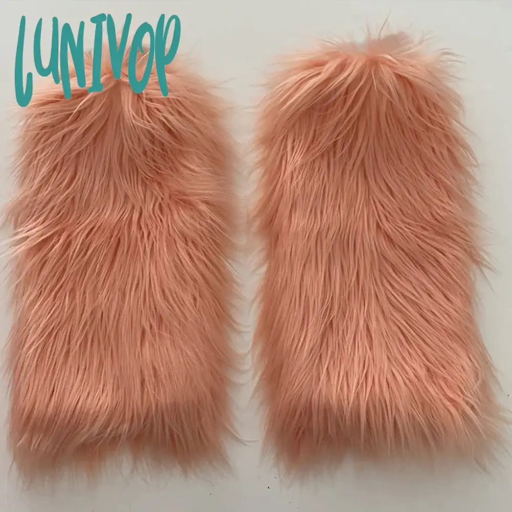 Lunivop Y2K Pink Faux Fur Leg Warmers Winter Warm Vintage Punk Girl Harajuku Furry Plush Boots