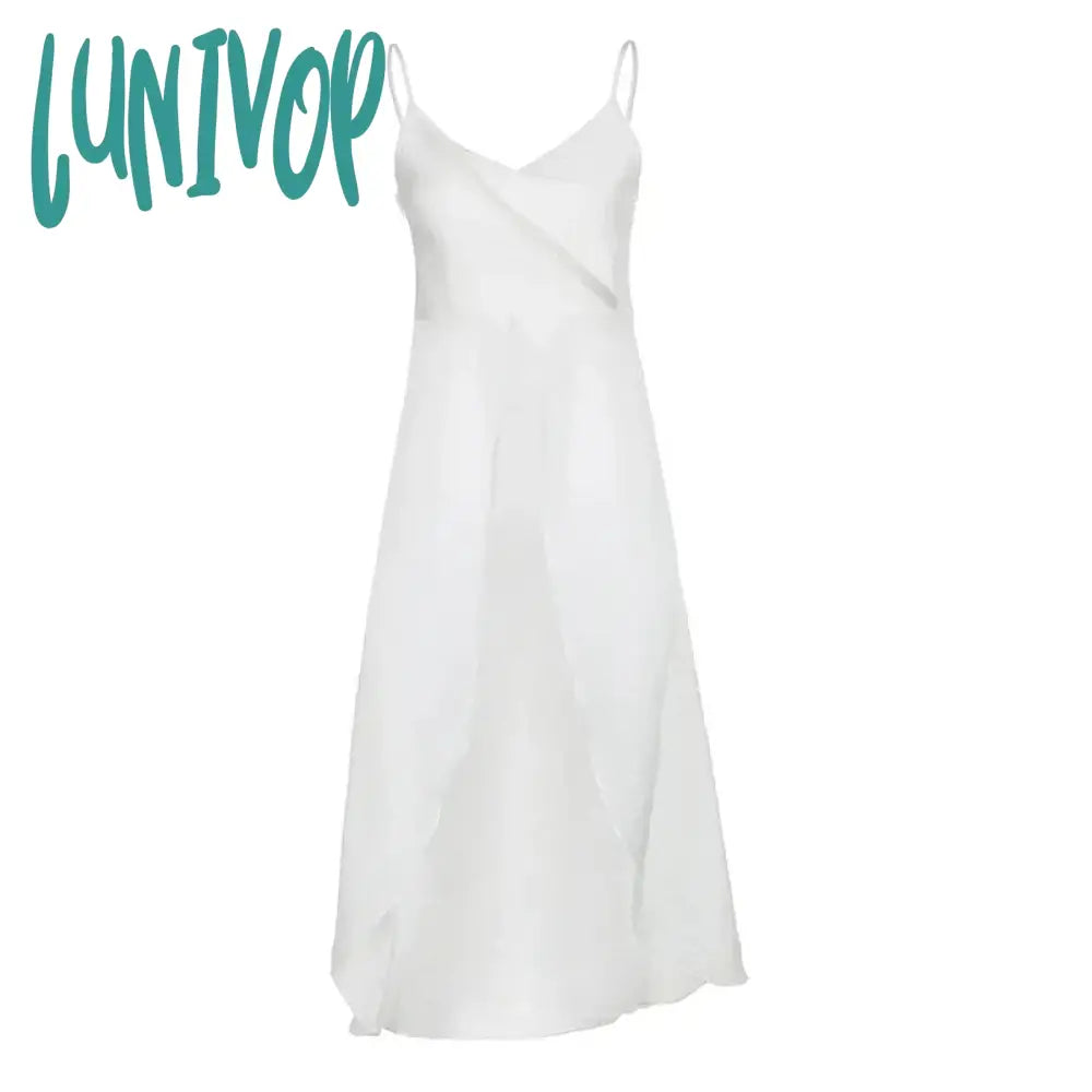 Lunivop Y2K Solid Long Camis Women Streetwear Sexy Slash Neck Slit Ruffles Sleeveless Corset Tank