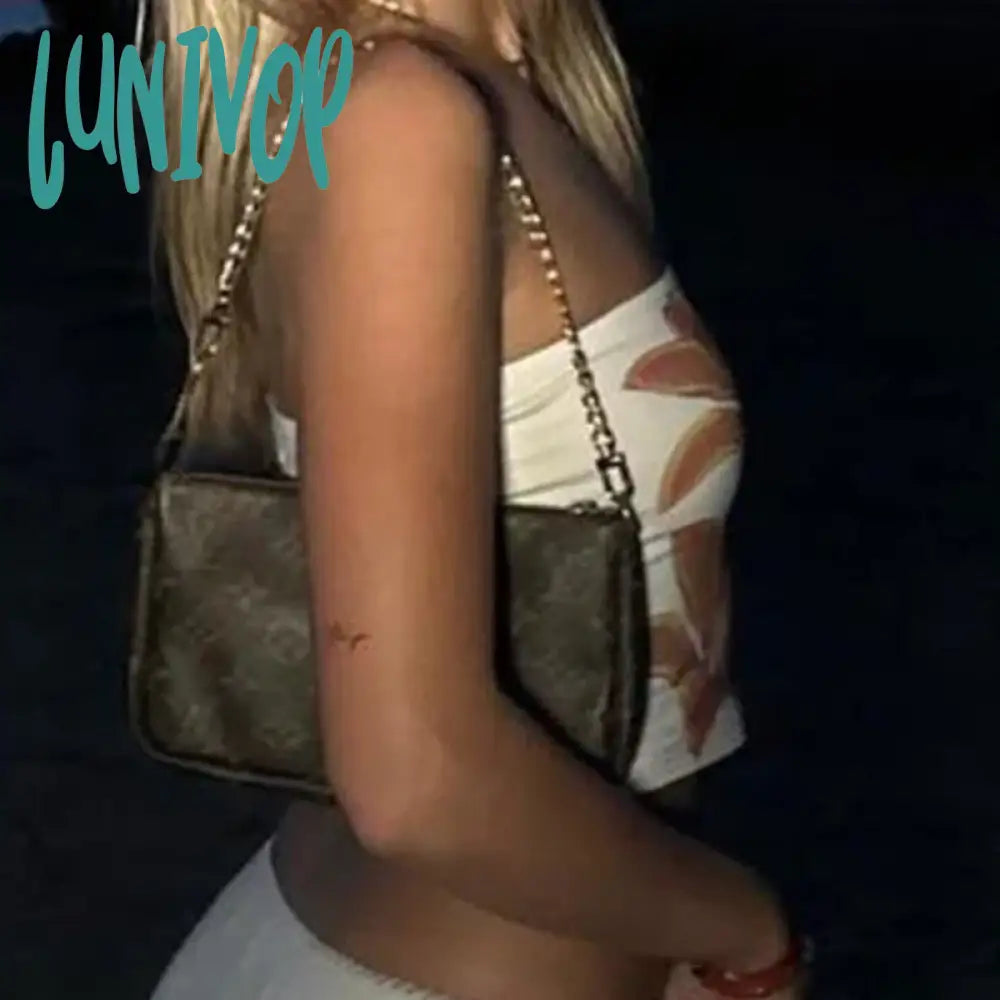 Lunivop Y2K Strapless Tube Corset Tops Flower Butterfly Pattern Print Vintage Lady Sexy Slim