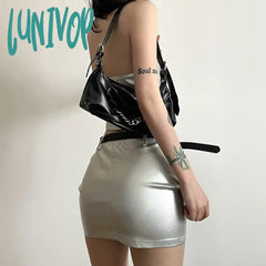 Lunivop Y2K Streetwear Summer Sexy Crop Top Women Clothes Pure Color Skirts Clothing Evening Party