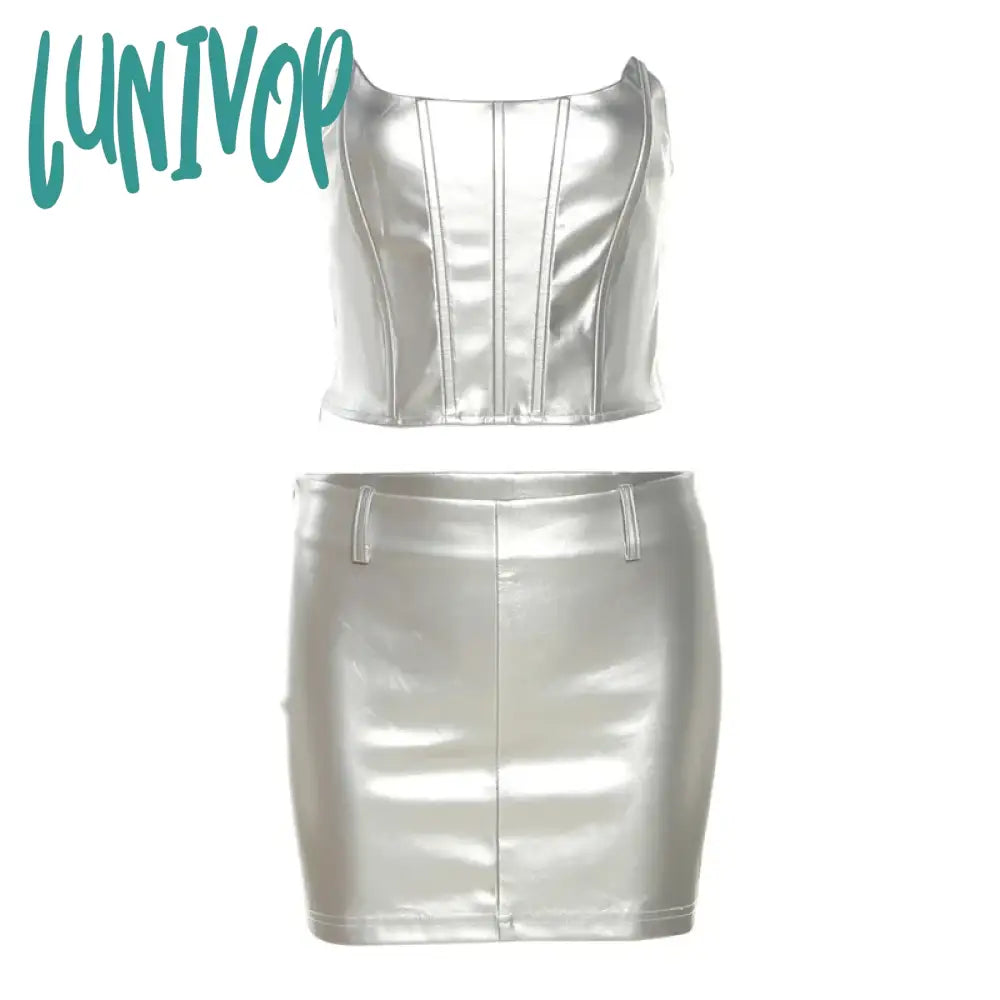 Lunivop Y2K Streetwear Summer Sexy Crop Top Women Clothes Pure Color Skirts Clothing Evening Party