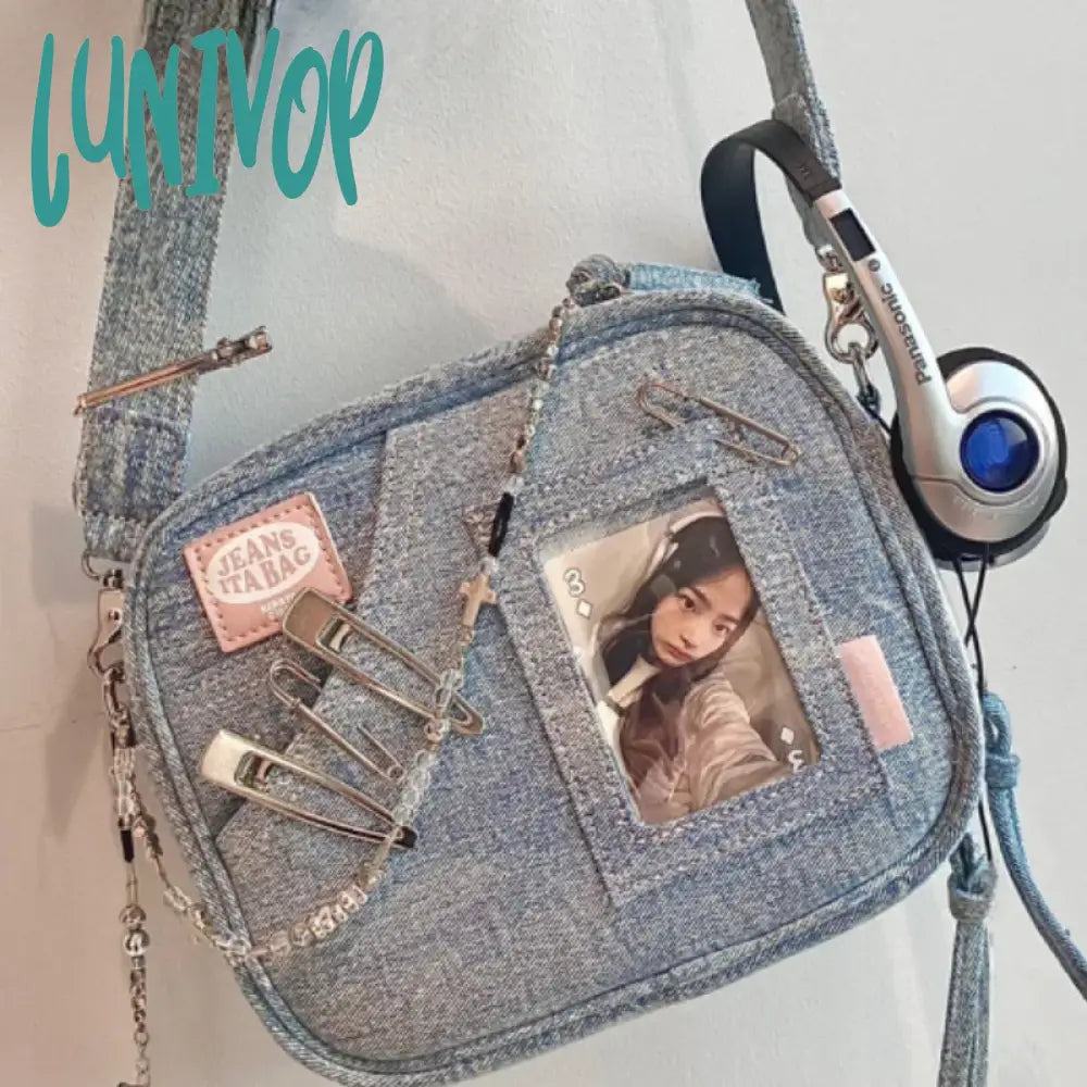 Lunivop Y2K Vintage Denim Handbag Cute Casual Fashion Chase Star Ita Bag Spring New Designer Luxury